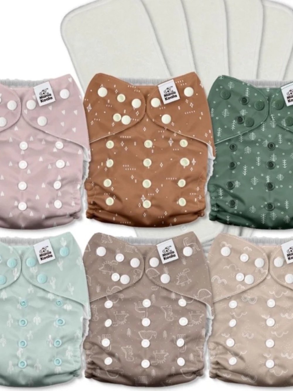 NWT Mama Koala 3.0 Pocket Cloth Diapers ( Lot 6 ) Neutral